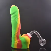 Male Penis Shape Oil Burner Bong Multipurpose Recycler Dab Rig Bong with Male Glass Oil Burner Pipe Female Sex Toys Smoking Water Pipe