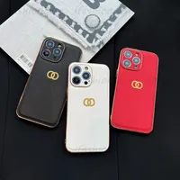 Fashion Lichee Pattern Leather C Case Designer Phone Cases Luxury Gold Letters Phonecase Cover Shell For IPhone 14 Pro Max Plus 13 12 11