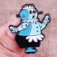 Broches La serie de televisión Jetsonnns Rosey Robot Pins de esmalte Blue Machine Lapeleta de la máquina Pin de la camisa Bolsa Bolsa de joyería para amigos