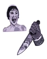 Classic Horror Movie Psycho Scream Pin Collection Holding Knife Hand Badge Classic Shower Murder Brooch9803115