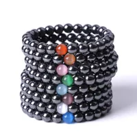 Hematita negra de 8 mm multicolor de opal brazaletes brazaletes pulseras para mujeres joyas de yoga para hombres