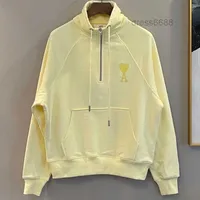 for Designer Fall Hoodie Pullover Sweatshirt Tested Heart Version Collar Macarone Color Stand Loving Embroidery Half Zip Men Women L04N