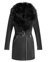 Women's Leather Giolshon Women Faux Suede Long Jacket Wonderfully Parka Coat With Detachable Fur Collar Winter Female Outwear
