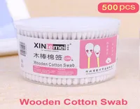 500pcsbox drewniane waciki bawełniane podwójnie jednorazowe bawełniane pąki pąki nosowe ucha czyszczenie miękkie bawełniane wymazy makijażu 4535842