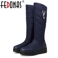 Boots FEDONAS Side Zipper Women Warm knee high Winter Snow Party Basic Casual Shoes Woman Big Size Platform 221205