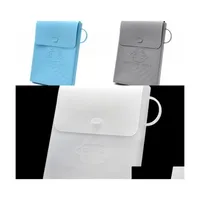 Storage Boxes Bins Mask Clip Storage Bag Masks Case Face Holder Sile Square Blue Grey Mini With Button Security Food Grade 4Ax F2 Dhpdl