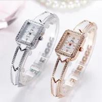 Women fashion dress watches Bracelet strap design white Retro Style Quartz watch Good gift Female wristwatch Rhinestone Casual clo314t