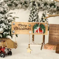 Christmas Decorations 2022 Wooden Door Hanging Oranments Wall Xmas Merry Decor For Home Happy Year Naviidad Pendants
