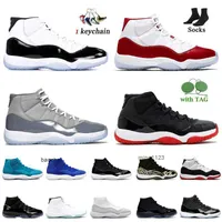 2023 Highest Quality Women Mens Jumpman 11s Basketball Shoes With Socks 11 High Concord Blue Cherry White Bred OG Trainers UNC Pure Violet Space
