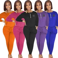 2023 Brand Women Tracksuits Winter Spring 2 Piece Set Fashion Hoodies Pants Pullover Sports Suit Long Sleeve Outfits Crew Neck Solid Color Clothes 6728