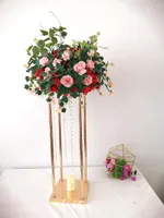 Party Decoration 10 PCS  LOT Flower Vase Gold Column Stand Metal Road Lead Wedding Centerpiece Rack For Event