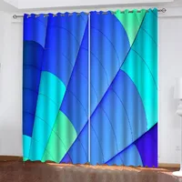 Curtain Luxury Blackout 3D Curtains For Living Room Blue Geometry Personality Window Bedroom