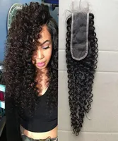 Malaysian Human Hair kinky Curly 2X6 Lace Closure Middle Part 26 Natural Color Virgin Hairs Top Cosures 1024inch3033205