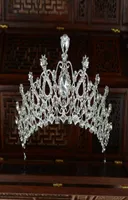 Billiga silverkristaller bröllop tiaras pärlstav brud kronor diamanthuvudstycken strass huvudband lysande hår tillbehör PAGEANT9270609