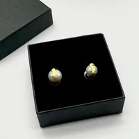 Fashion Women Designers Stud Gold Earring Pearl S925 Silver Pendientes Ear.
