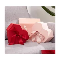 Present Wrap Hearthaped Gift Wrap Originalitet med handgåvor Der Box Lipstick per Bow Set Packaging Portable Paper Case 101 E3 Drop D Dheyc
