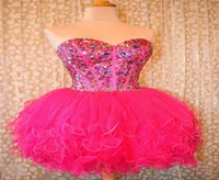 2017 New Pink Aline Beading Short Homecoming Dress Beaded Crystals Lace Up Graduation Prom Party Gown BM1007809346