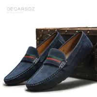 Dress Shoes DECARSDZ Men Loafers Autumn Man Fashion Boat Footwear Soft Flat Comfy Flock Suede Leather Casual 221205