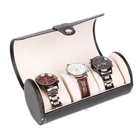 Lintimes New Noire Color 3 Slot Watch Box Case de voyage Rouleau de poignet Jewelry Storage Collector Organizer 301a