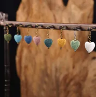 8 colors Lava Rock Heart shape Dangle Earrings Essential Oil Diffuser Natural stone Drop Ear Rings For women Fashion Aromatherapy 5127419