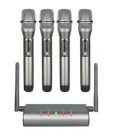 4 kanallı kablosuz mikrofon sistemi dörtlü UHF mikrofon 4 el miktarı uzun mesafeli sabit frekans mikrofonları5539381