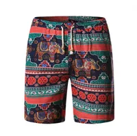MEN039S ETHNIC DRINTED Leinen Baumwoll -Multipocket Overalls Shorts Mode Pant Quick Trockensportswear Jogger Beach Short Pants3187721927