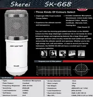 SK668 Professional Condenser Sound Studio Recording Microphone KTV Karaoke Wired Mic Dynamic Shockproof Mount Stand Holder Set5356040