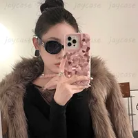 Moda Furry Shell Phonecase Designer Casos de telefone de luxo Padrão C Caixa rosa Letters Pink para iPhone 14 Pro Max Plus 13 12 11 Novo
