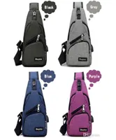 Men USB Chest Bag Sling bag Large Capacity Handbag Crossbody Bags Shoulder Bag Charger Messenger Bags 6 Colors New 8107986