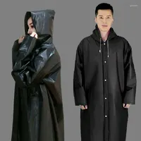 Erkek trençkotları kadınlar erkekler su geçirmez ceket kalın pvc uzun yağmurluk yağmur ceket kapşonlu panço yağmur giyme kampı siyah rüzgarlık