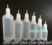 Needle Bottle 5ml 10ml 15ml 20ml 30ml 50ml Soft Dropper bottles with CHILD Proof Caps Store most liquid vape juice bottles wholesa2002528