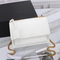 High quality luxury Designer crossbody bag handbag purses crocodile style flap pocket SUNSET medium women chain leather shoulder b268g