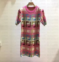 Vestidos casuais de 23sss vestidos de malha designer de camisetas femininas colorido color letter vestido de malha 1205