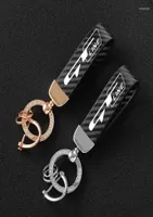 Nyckelringar kolfiberl￤derbil Nyckelring med Diamond Custom Emblem Luxury Key Ring f￶r Kia GT Line Elantra Sportage Stinger SO7212307