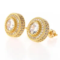 2020 American INS style round zircon earrings with hip-hop personality stud earrings for men and women269G