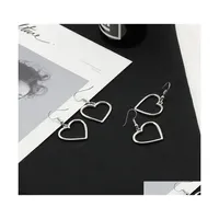 Dangle Chandelier Simple Design Sier Color Hollow Heart Drop Earrings For Women Brand Fashion Ear Cuff Piercing Dangle Earring Gif Dha0Y