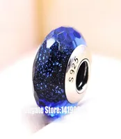2pcs 925 Sterling Silver Murano Glass Blue Fascinante Fascinante Beads Faceted Beads Fit Pandora Jewelry Charmets Collar Cello5539863