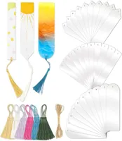 Keychains Rectangle Transparent Acrylic Bookmark With Colorful Tassels Blanks Bulk Clear Bookmarks DIY Ornaments CraftsKeychains K4898229