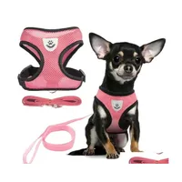 Dog Collars Leashes Leashes Cat And Dog Harness Adjustable Vest Walking Leash Puppy Dogs Collar Polyester Mesh Small Medium Cats P Dhtz1