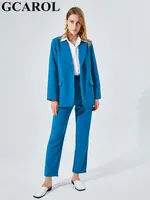 Women's Two Piece Pants GCAROL Women Blazer And Guard Sets Pieces OL Single Breasted Jacket Formal Suit Pleated Trousers Spring Autumn Winter 221205