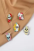 Punk Rose Skull Heal Broch Unisex Halloween Flores Pins de collar de esqueleto Insignias de corsage de esmalte de aleaci￳n para su￩ter de sombrero de mochila4749036