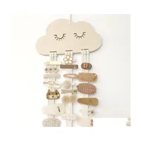 Storage Holders Racks Ins Nordic Wooden Cloud Baby Hair Clips Storage Holder Princess Girls Hairpin Hairband Pendant Jewelry Organ Dhq1L