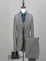 Costumes pour hommes costume vintage masculin 2 bouton 3 pi￩zas para hombre esmoquin de novio negocios traje tweed boda