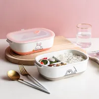 Dinnerware Sets Ceramic Lunch Box Microwave Heating Student Dormitory Office Worker Fresh-Keeping Insulation Separation