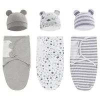 Blankets Swaddling 100% Organic Cotton Baby Swaddle Blanket Wrap Hat Set for Infant Adjustable born 03 Month 221205