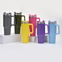 40oz Handle Car Tumblers With Lids&Plastic Straws 1200ml Stainless Steel Water Bottles Colorful Drinking Cups Double Wall Insulated Tumbler Without Logo By Air A12