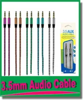 35mm Auxiliary Aux Extension Audio Cable Unbroken Metal Fabric Braiede Male Stereo Cord 1M for Samsung Mp3スピーカータブレットPC9582645