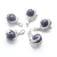 Pendant Necklaces Wholesale 5Pcs Lot Pendants Jewelry For Men Women Dragon Claw Stone Bead Blue Sand Ball Charm Jewellery QN3114