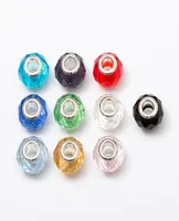 Colorful Big Hole Loose Bead Glass Crystal Facets Beads Fit Pandora Bracelet Charms European Fashion Women DIY Jewelry Accessories7015589