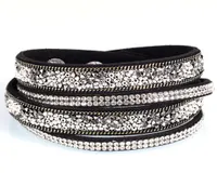 Double Wrap Bracelet With Crystal and Glass Seed Beads Korean FlanneletteAdjustable wrapped bracelets 3 colors3113259
